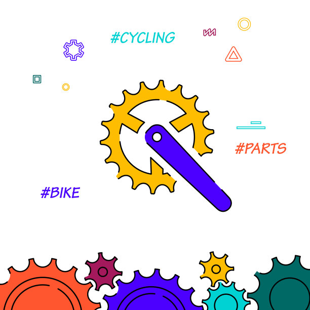 自行车链圈与踏板曲柄填充线图片下载