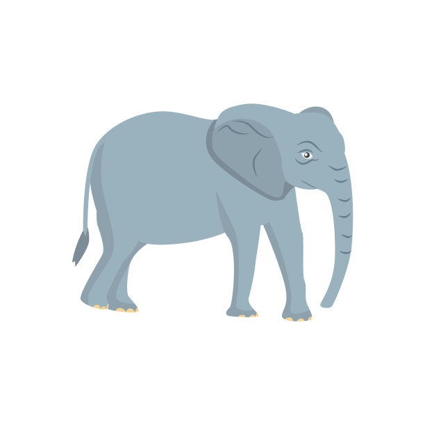 非洲或印度大象卡通人物扁平图片下载