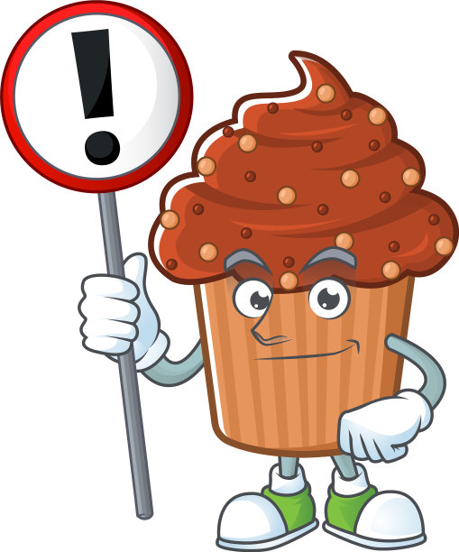 一幅巧克力纸杯蛋糕卡通手举标语的图片图片下载