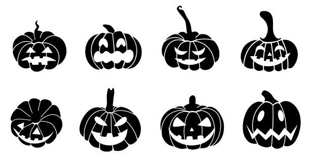黑色南瓜剪影-为万圣节而设图片下载