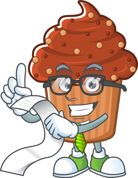 吉祥物卡通巧克力纸杯蛋糕配菜单图片下载