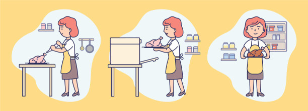 烹饪hobconcept集图标与女人在图片下载