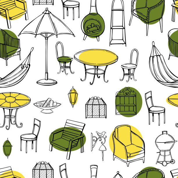 花园家具。矢量模式。图片下载