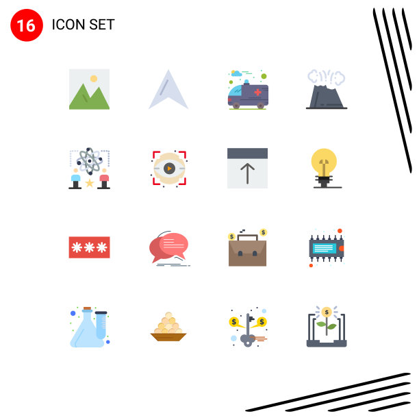 包16个创意平面色彩装饰车图片下载