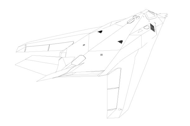从白色背景上的黑线勾勒出的现代战斗机的轮廓。后视图。矢量图图片下载