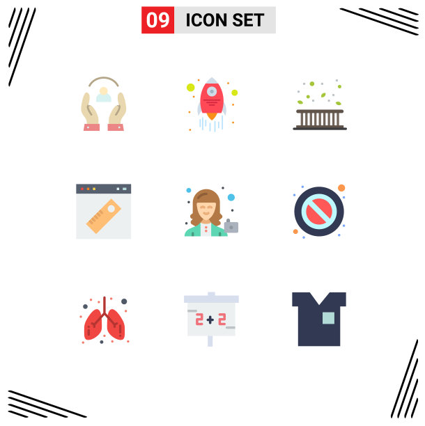 可编辑线包9个简单的平面颜色图片下载