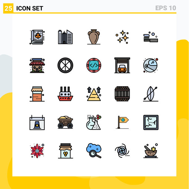 包25个创意填充线平色图片下载