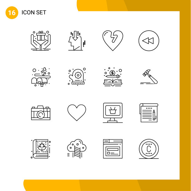 包16个现代轮廓符号和符号图片下载
