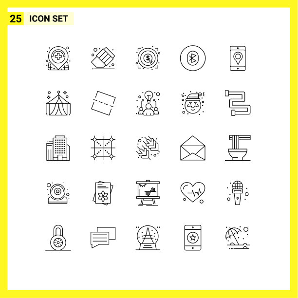 移动界面线设25个象形图图片下载