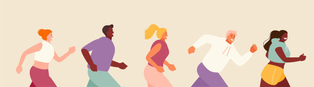 快乐跑人马拉松矢量素材图片