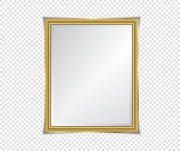 金色闪闪发光的框架与阴影隔离在透明的背景。黄金奢华复古风格的现实边界，照片，横幅。插图-矢量图片下载