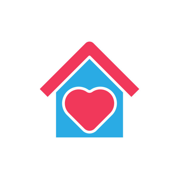 呆在家里标志图标矢量设计插图。家与爱的图标设计概念。心形图标Home在冠状病毒(COVID-19)大流行期间显示“待在家里”或“注意安全”的信息图片下载