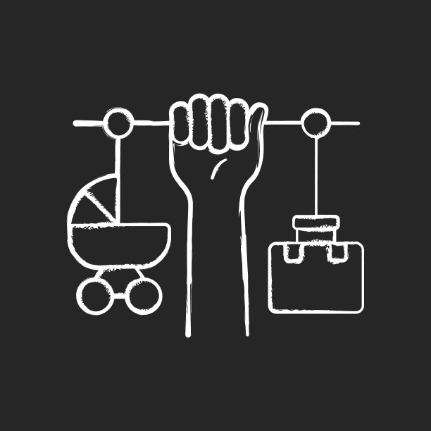 结合母亲和职业粉笔白色图标的黑色背景图片下载