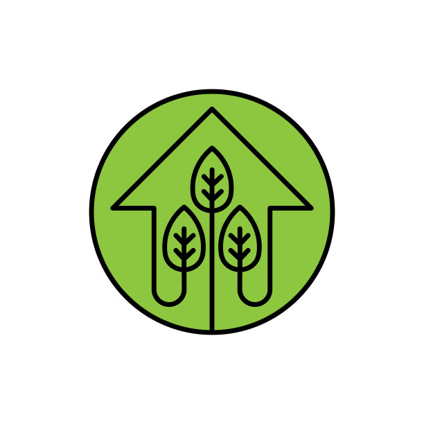 绿色生态家园标志图标矢量设计插图。生态家居标志图标设计概念矢量模板。时尚的生态智能住宅矢量图标设计的网站，符号，标志，图标，标志，应用程序，UI图片下载