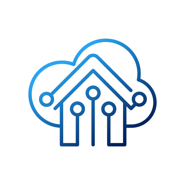 智能家居连接图标标志矢量设计插图。智能家居标志图标与无线连接的概念。时尚的智能住宅矢量图标平面设计的网站，符号，标志，应用程序，UI图片下载