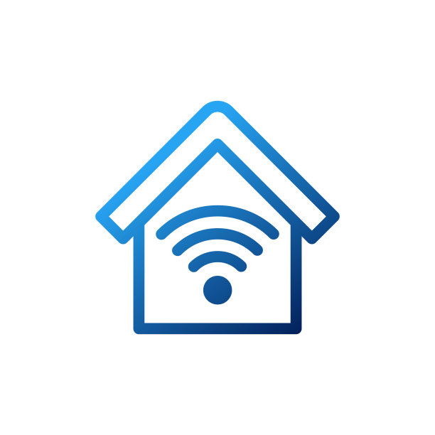 智能家居连接图标标志矢量设计插图。智能家居标志图标与无线连接的概念。时尚的智能住宅矢量图标平面设计的网站，符号，标志，应用程序，UI图片下载