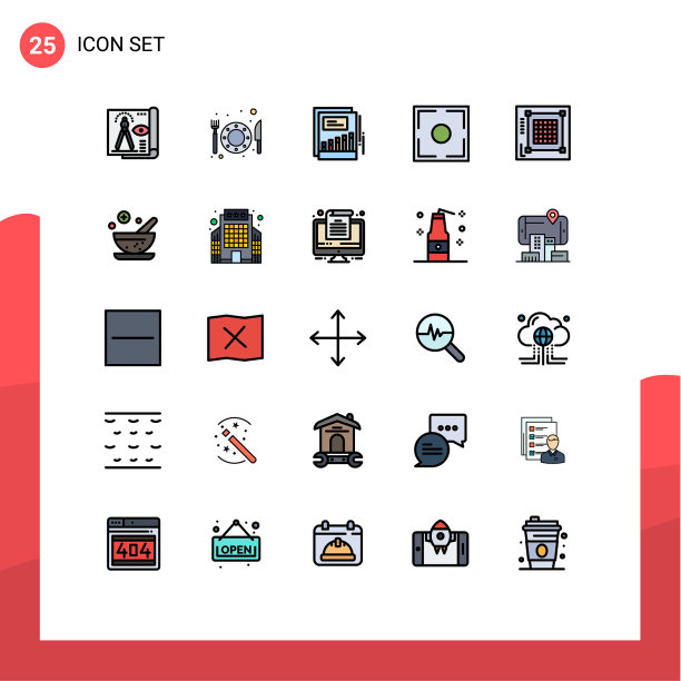 象形文字设置25条简单填充线平图片下载