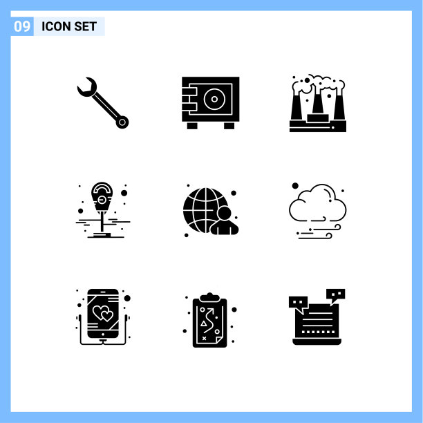 包装9现代固体符号符号和符号图片下载