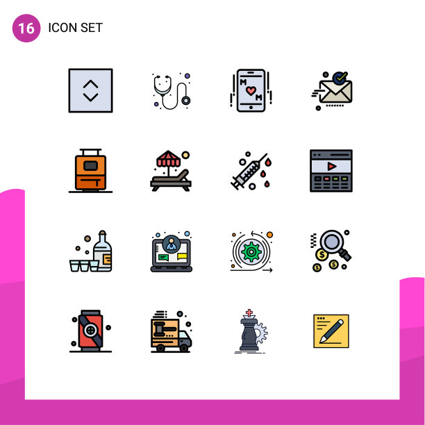 组16平色填充线标志和图片下载