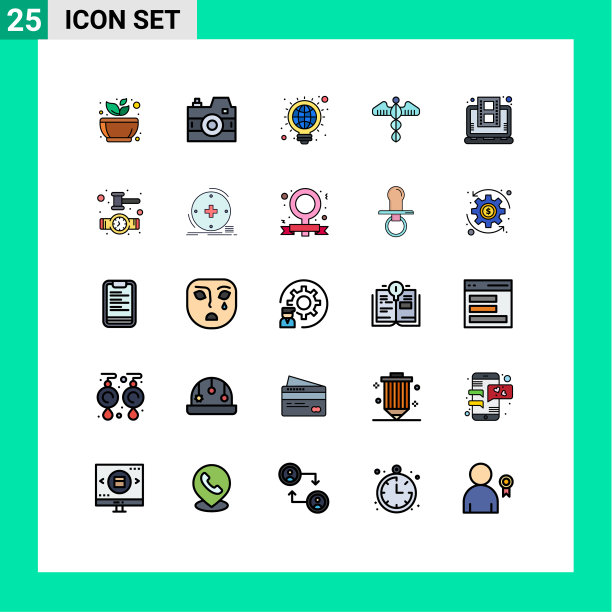 25主题填充线平面颜色和可编辑图片下载