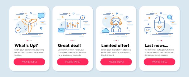 一组技术图标，如风能，支持，Dj控制器符号。向下滚动行图标。向量图片下载