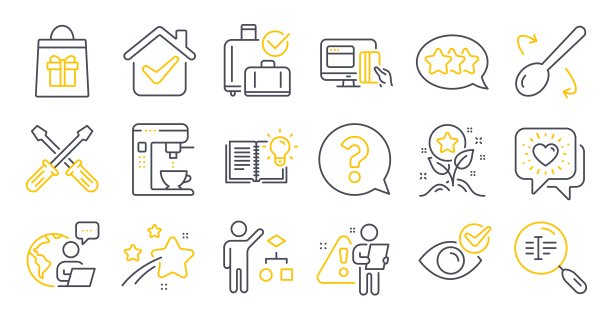 一组商业图标，如算法，朋友聊天，在线支付符号。向量图片下载