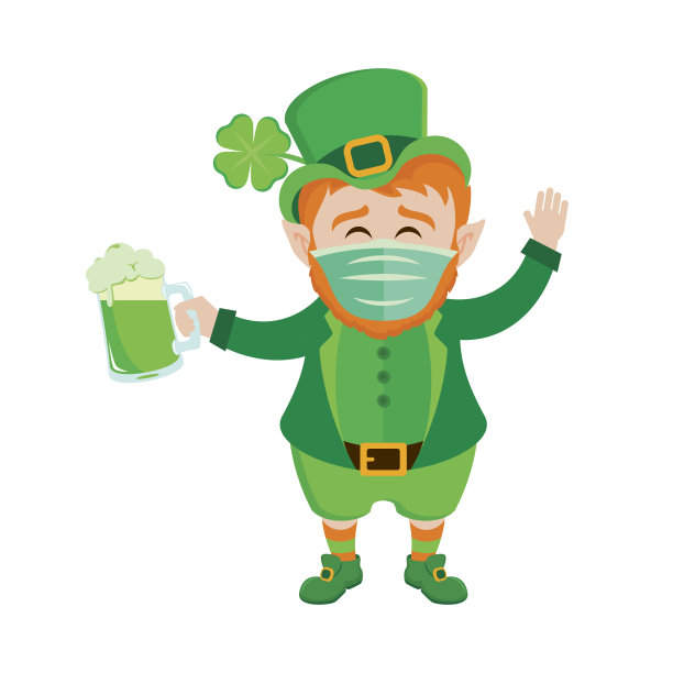 戴着医用口罩的小精灵，防止Covid-19图标载体图片下载