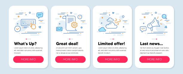 一组线条图标，如技术文档，大风天气，计算机键盘符号。向量图片下载