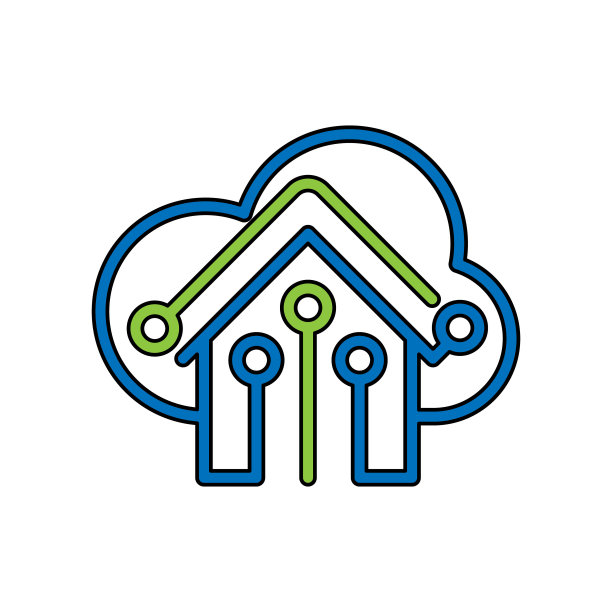 智能家居连接图标标志矢量设计插图。智能家居标志图标与无线连接的概念。时尚的智能住宅矢量图标平面设计的网站，符号，标志，应用程序，UI图片下载