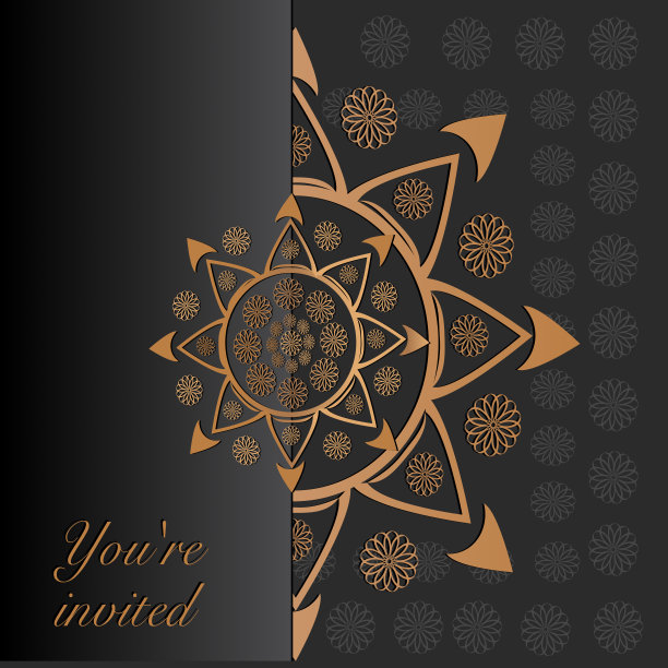 金色抽象曼达尔装饰图案的背景，请柬，卡片图片下载