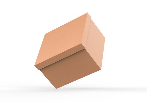 棕色方纸板包装盒模型，牛皮纸纸盒模型模板上孤立的白色背景，3d插图图片下载