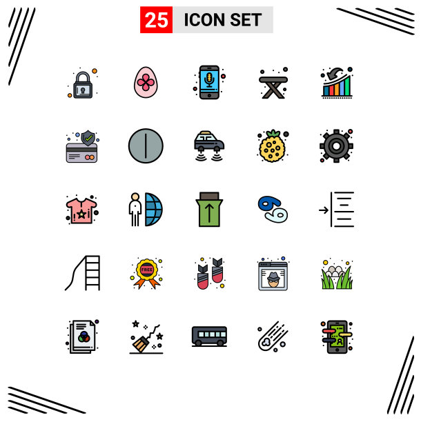 象形文字设置25条简单填充线平图片下载