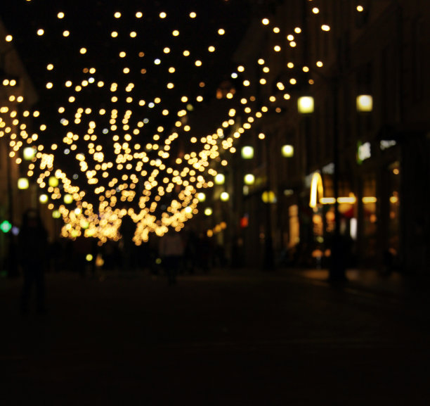 步行区的假日路灯图片下载