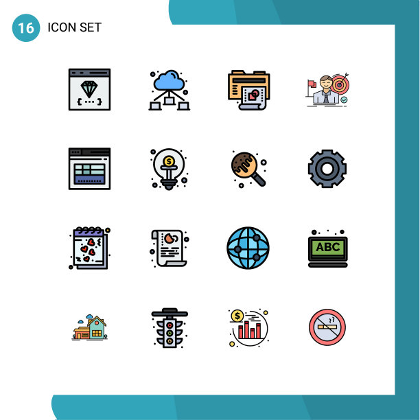 可编辑线包16简单的平面颜色填充图片下载