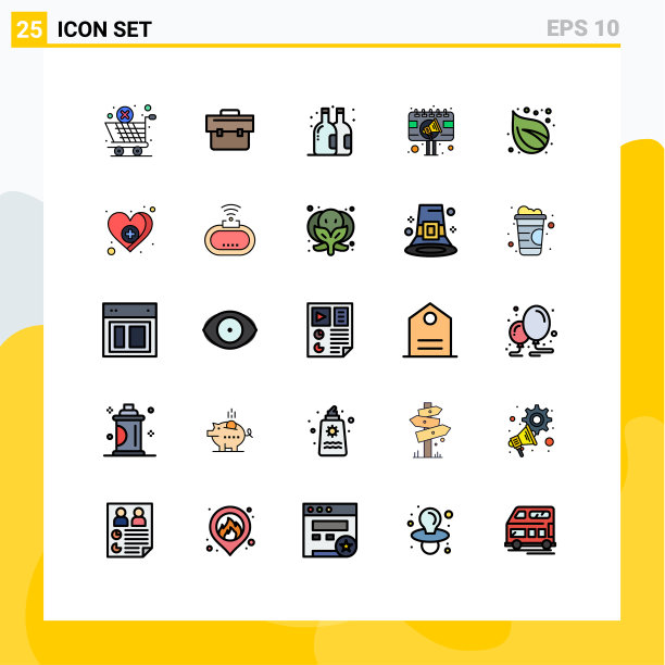 象形文字设置25条简单填充线平图片下载