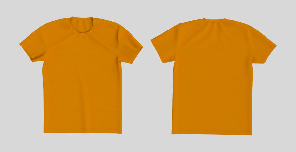 男士短袖t恤模型在前面和后面的观点图片下载