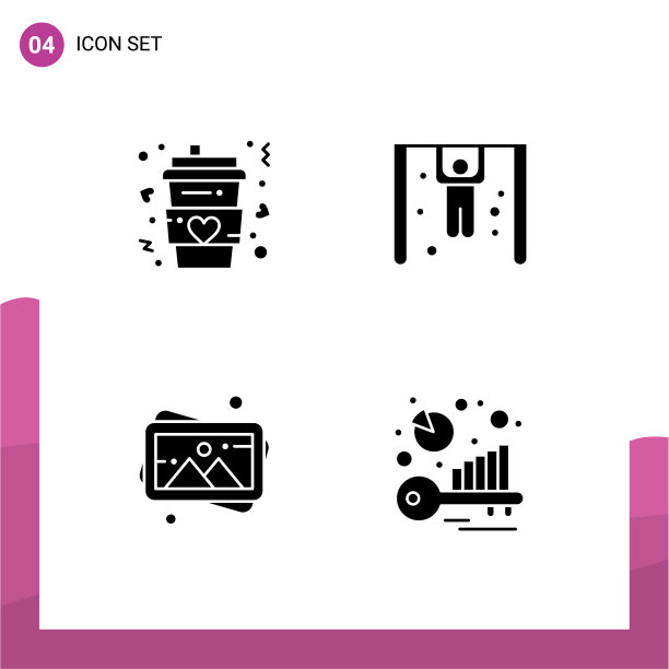 可编辑的线包4个简单的固体字形图片下载