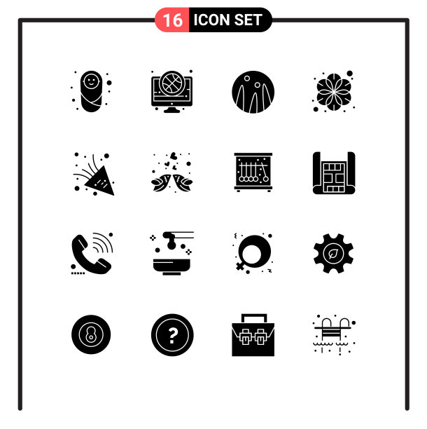16个创意图标的现代标志和符号图片下载