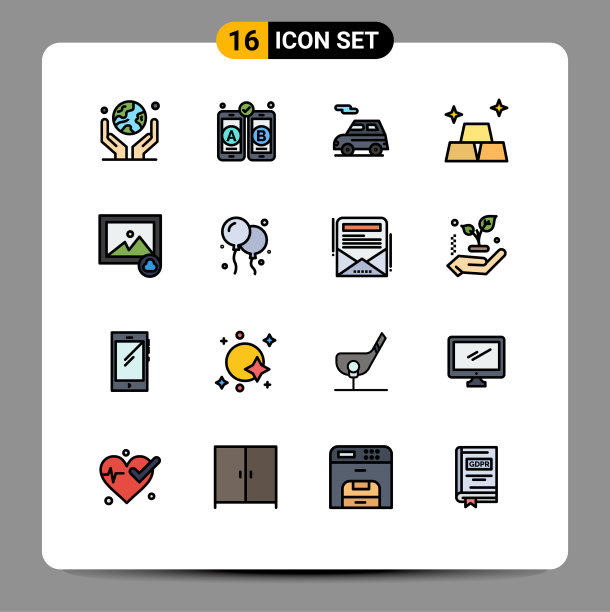 包16条创意平色填充线条图片下载