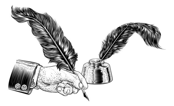 羽毛钢笔手适合古董木刻图片下载