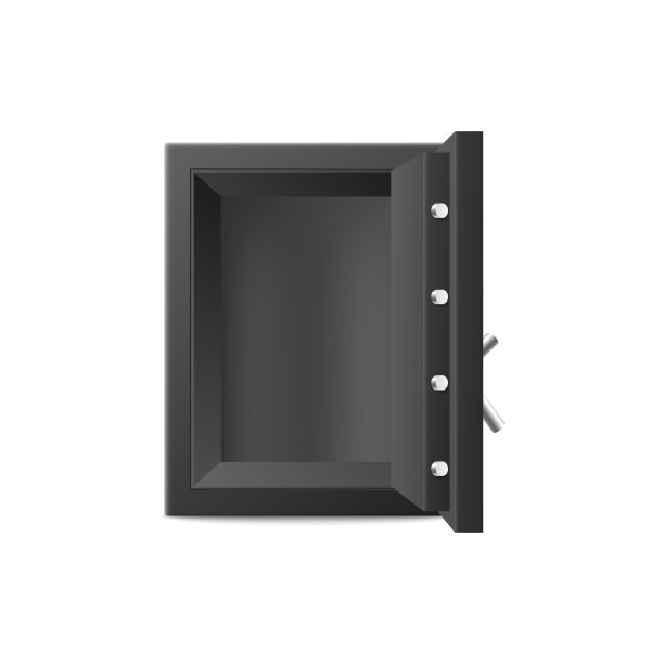 银行保险箱模板与打开的门，现实矢量插图隔离。图片下载