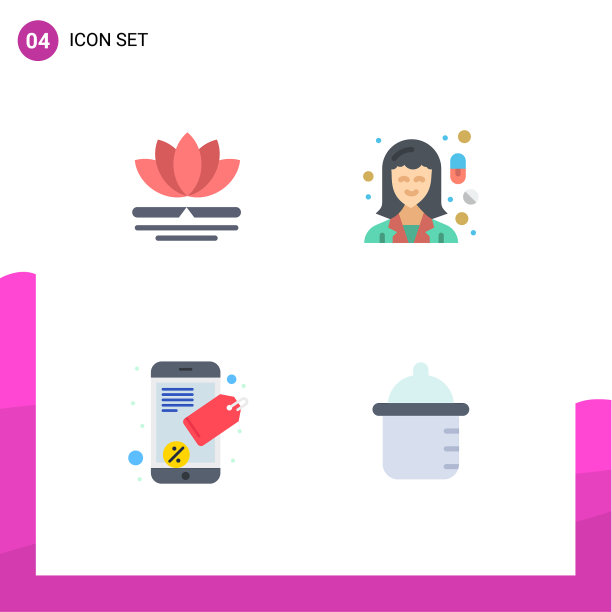 4平面图标概念的网站，移动和应用程序图片下载