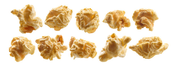 一套爆米花。孤立在白色背景上图片下载