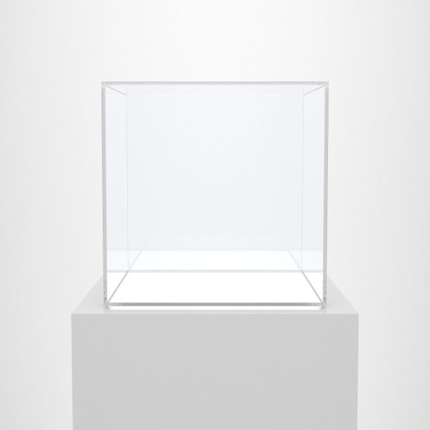 空玻璃盒子与白色讲台的产品展示图片下载
