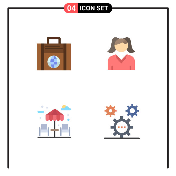 4个主题平面图标和可编辑的符号图片下载