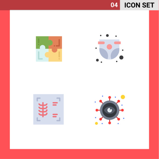 可编辑的线包4个简单的平面图标图片下载