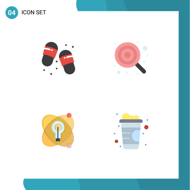 包4创意平面图标海滩原子图片下载