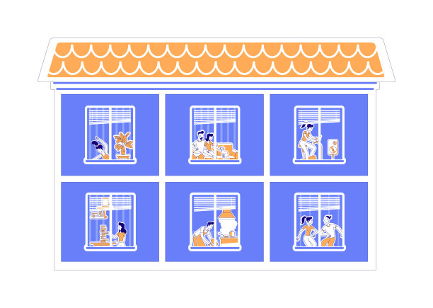 公寓窗户平剪影矢量插图图片下载