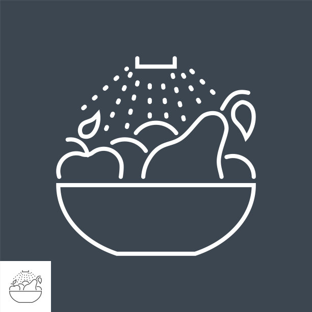 洗水果相关的矢量细线图标。图片下载