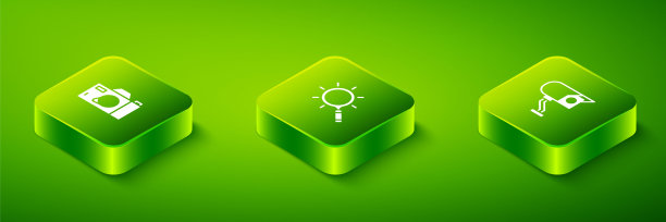 设置等距放大镜，安全摄像头和照片图标。向量图片下载